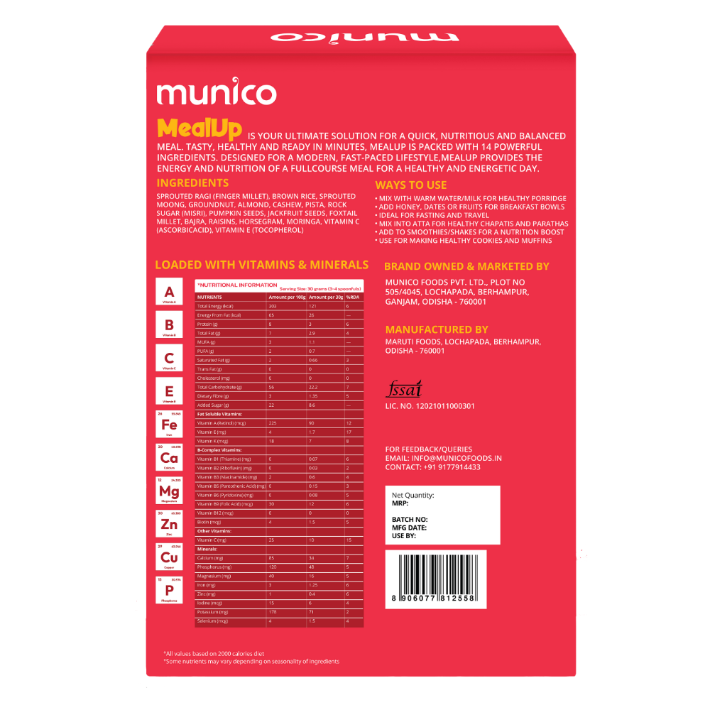 Munico Meal Replacement  Mix 400 Gms (Pack Of 6)