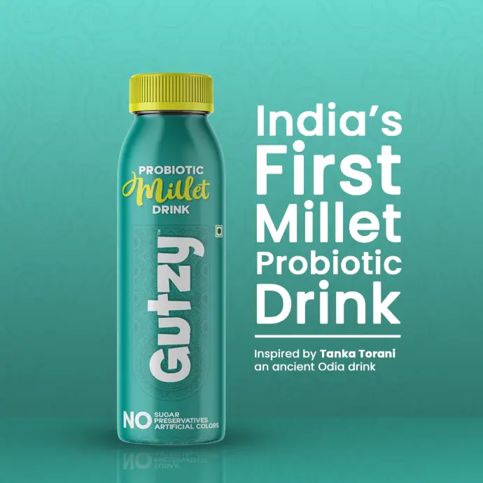 Munico Gutzy Probiotic Millet Drink for Gut Health | Improves Digestion | No Added Sugar | Healthy Millet Drink for Men & Women | 250ml Pack of 12